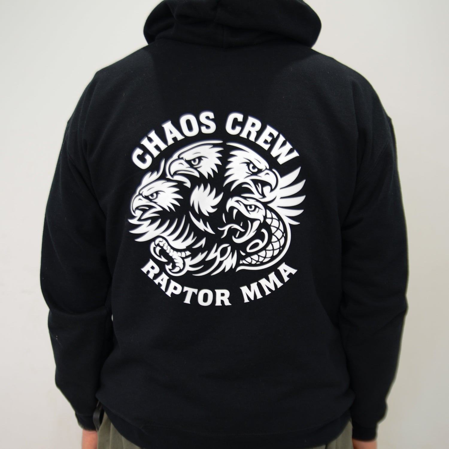 Back of hoodie. Printed Chaos Crew Art