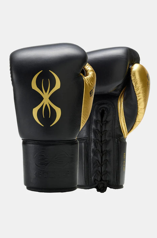 Sting Evolution Lace Up Boxing Gloves - Black